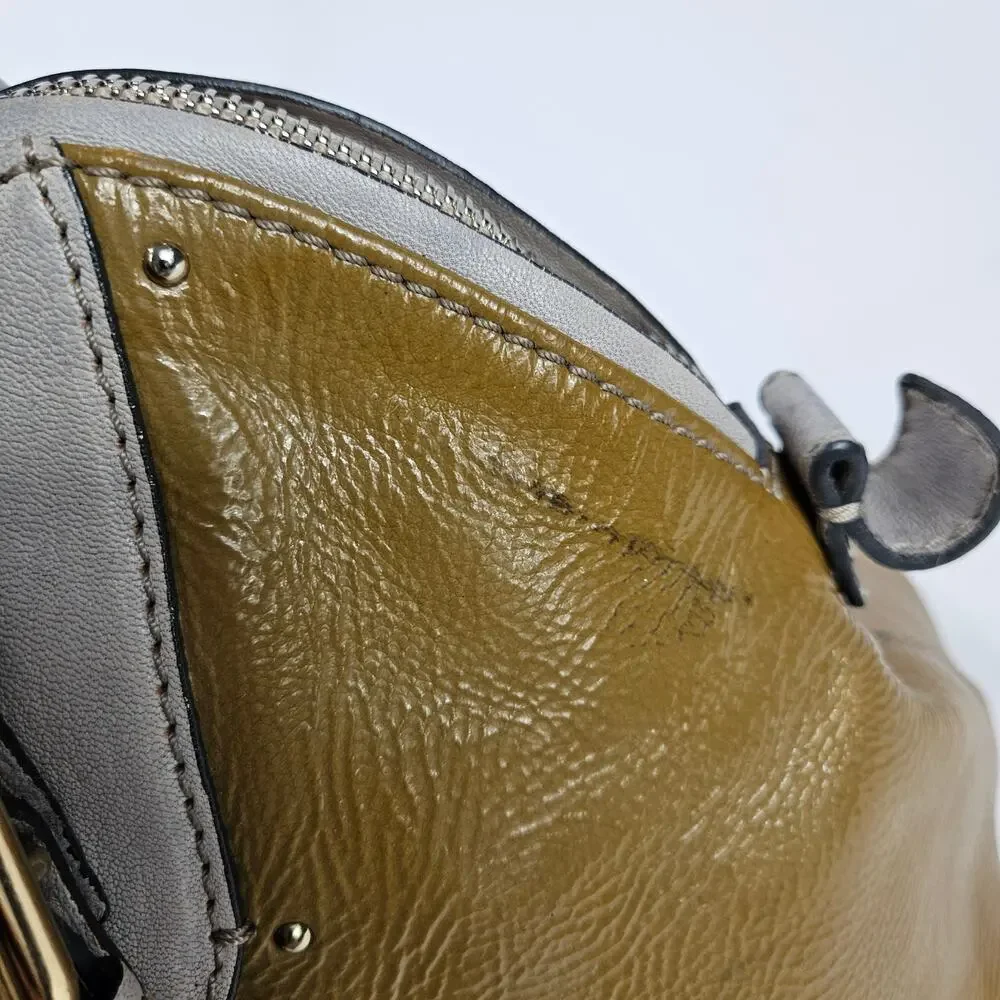 Vintage Chloé Paddington Bag Two-Tone Dome Tote Bag Y2K Patent Leather